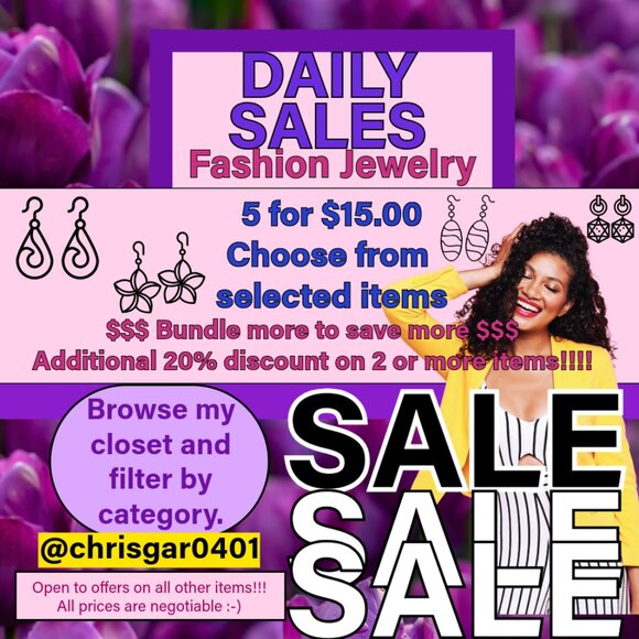 🎯5 for $15 Various Fashion Jewelry Earrings - Picture 1 of 1